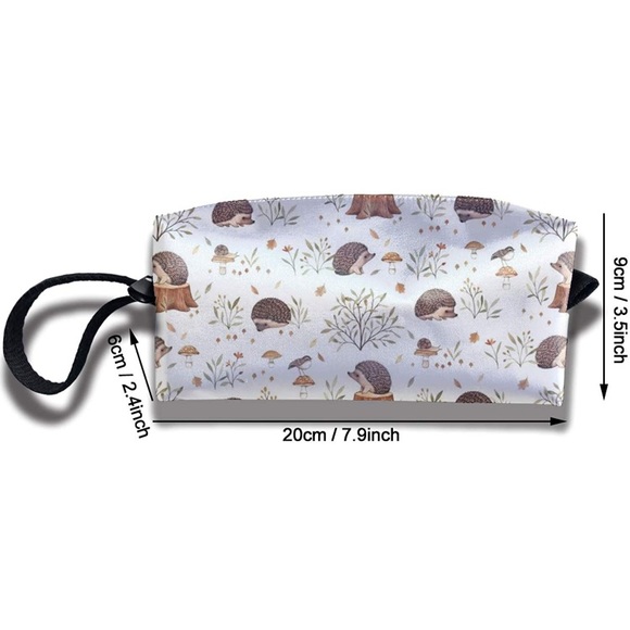 ❌SOLD Meadow Hedgehog Cosmetic Bag/ Travel Pouch - Picture 3 of 5